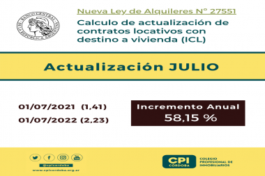 Actualizacion de valores para Julio