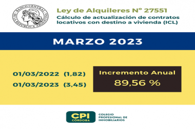 Actualizacion de alquileres para Marzo 2023