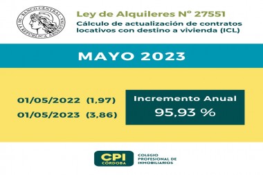 Actualizacion de alquileres para Mayo 2023